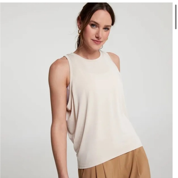 CALIA Draped Wedge Tank Top - Cream size S NWT - Picture 1 of 3